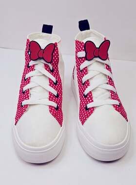 Disney Minnie Mouse High-Top Sneakers Polka Dot Design Girls Size 3